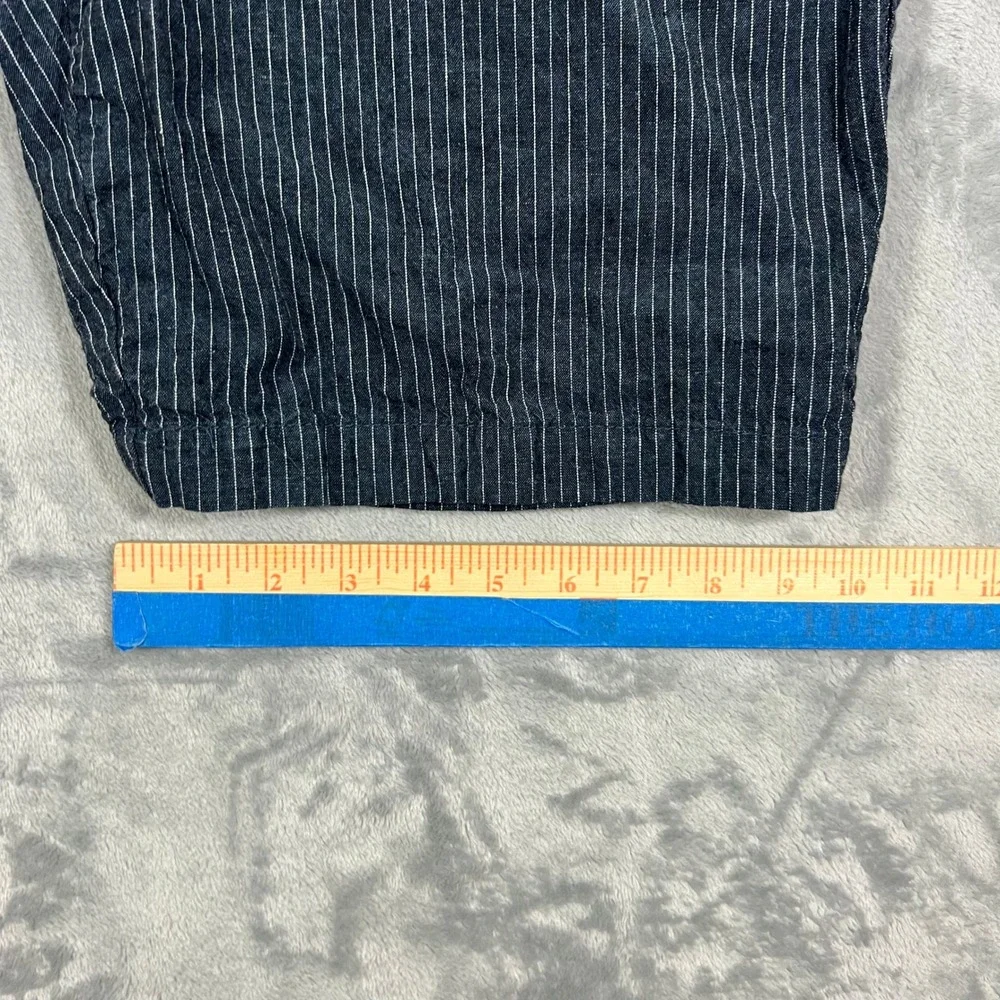 BANANA REPUBLIC Aiden Shorts Mens 32 Blue Pinstripe Linen Cotton 8in Summer